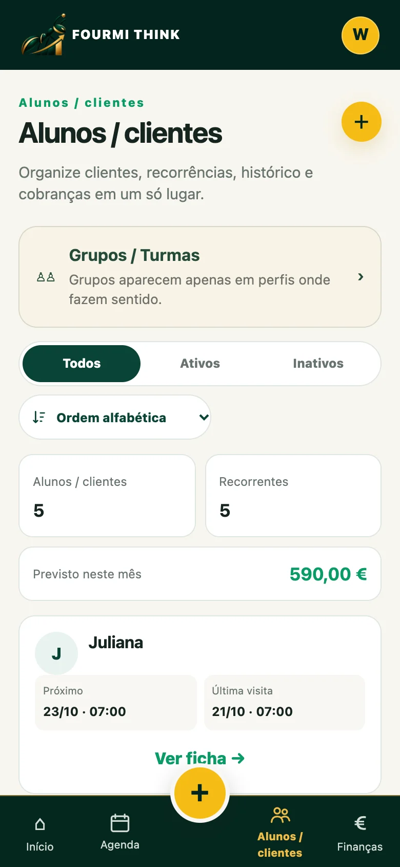Alunos e clientes do Personal Trainer